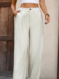 Serena Pleated Wide-Leg Trousers – Olive Elegance