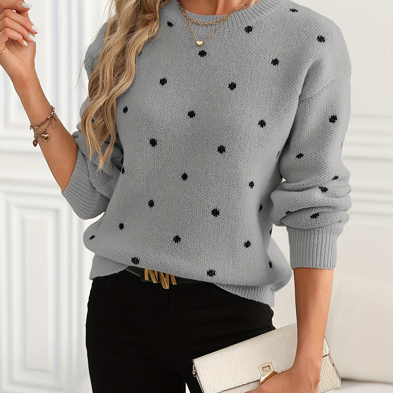 Sophie Red Polka Knit – Ruffled Hem Sweater