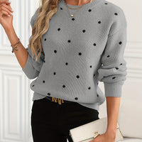 Sophie Red Polka Knit – Ruffled Hem Sweater