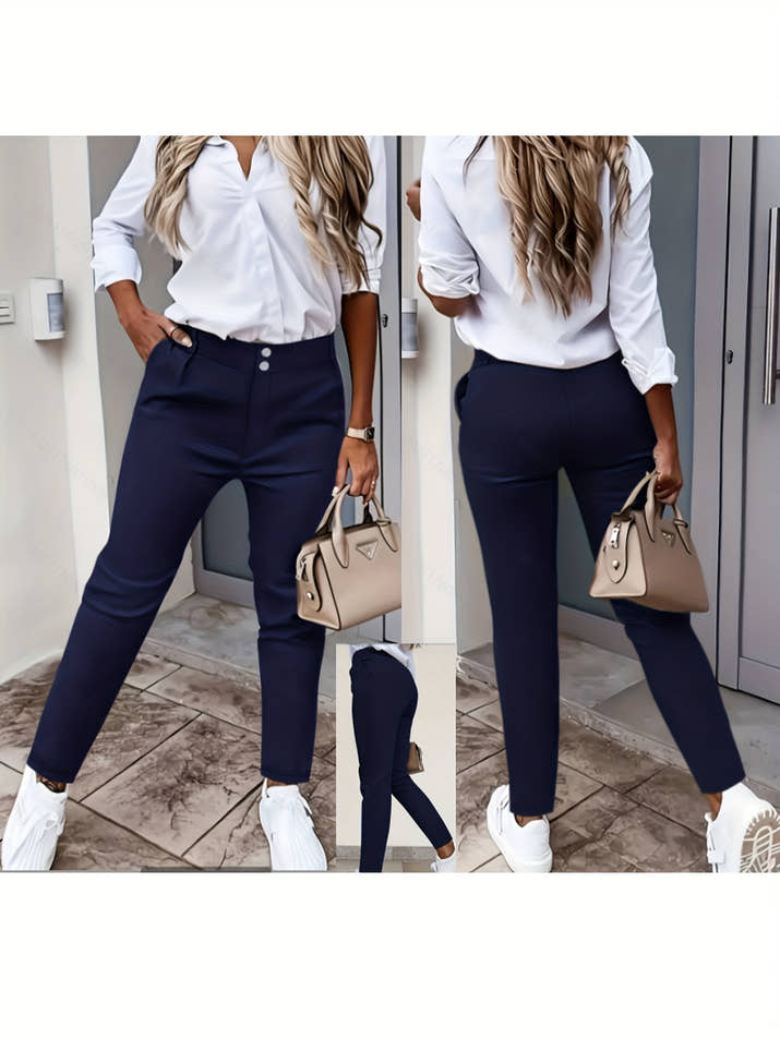 Lucia Slim-Fit Trousers – Double Buckle Edition