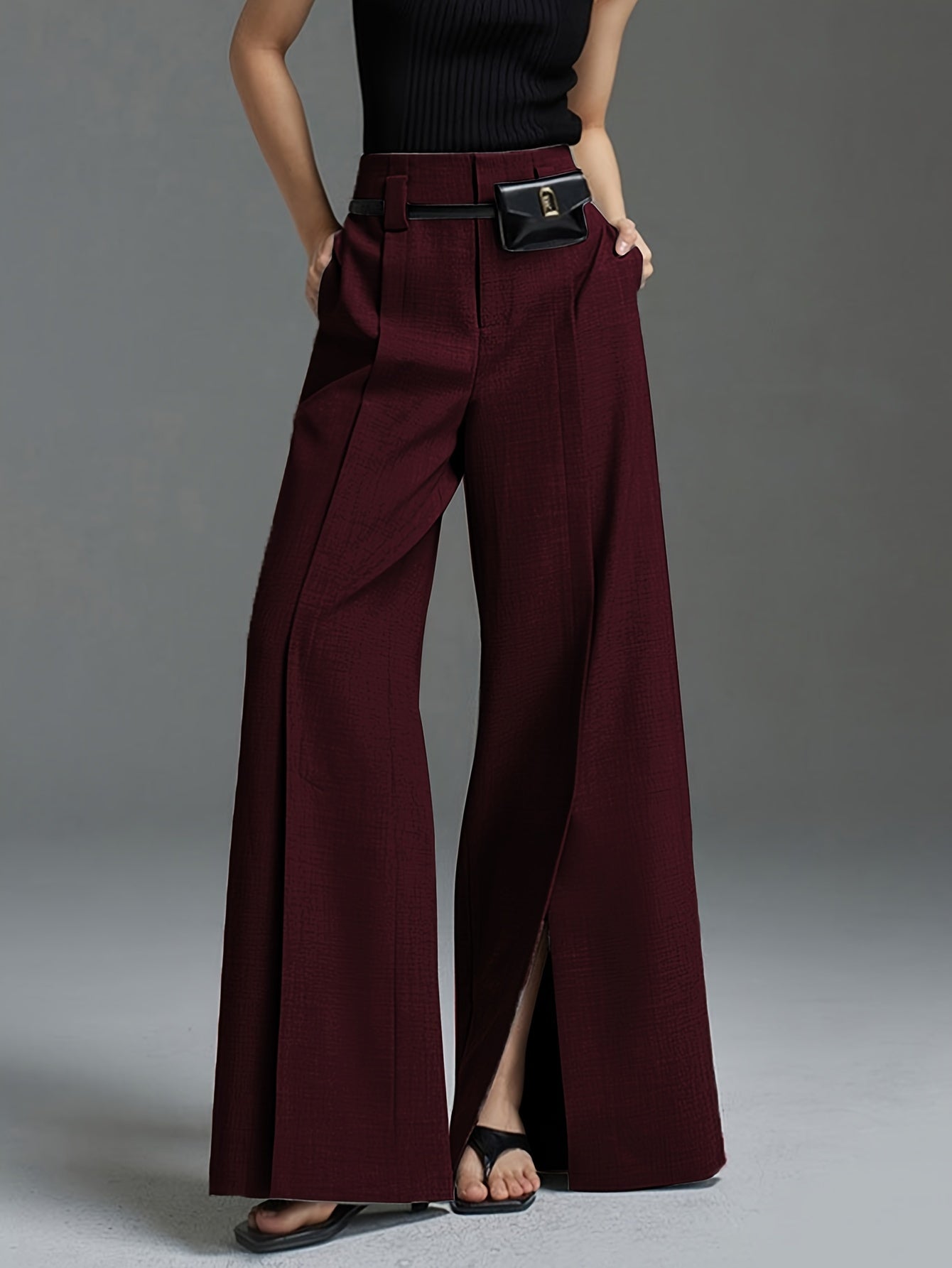 Valentina Wide-Leg Trousers – Split Hem Edition