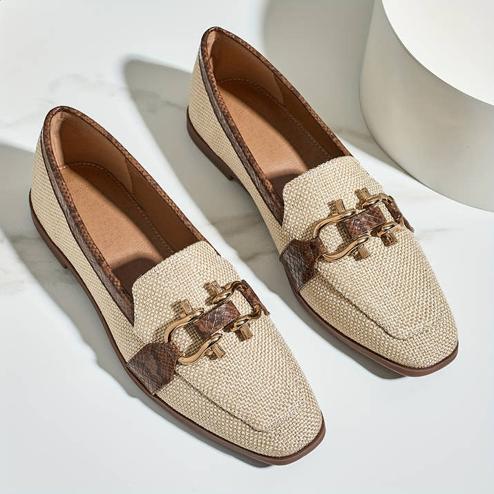 Serene Vintage Loafers – Sleek Style with Snakeskin Accents