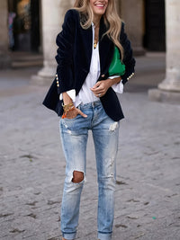 Velour Heritage Blazer – Signature Button Edition