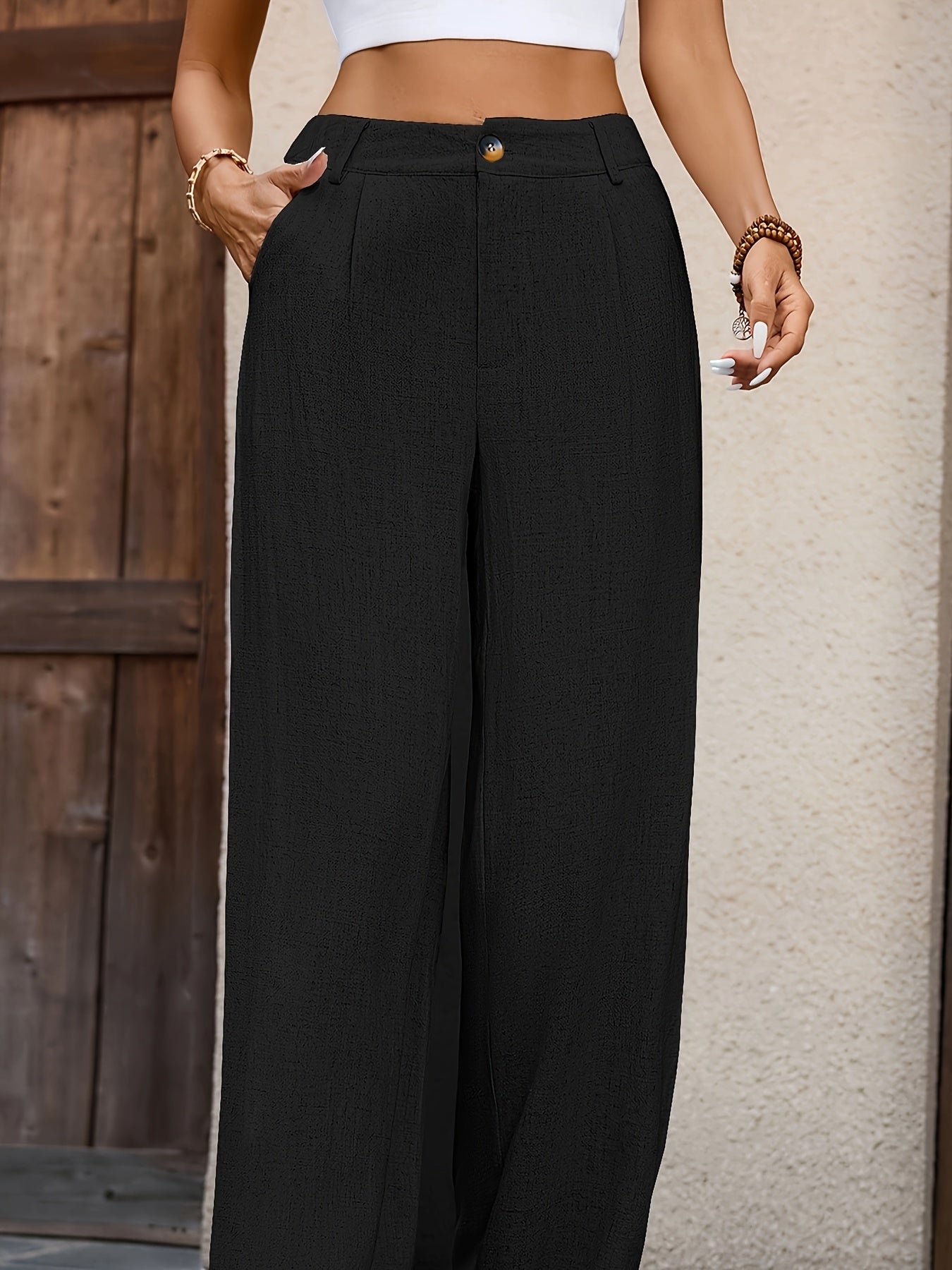 Serena Pleated Wide-Leg Trousers – Olive Elegance