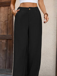 Serena Pleated Wide-Leg Trousers – Olive Elegance