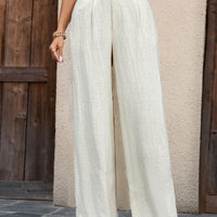 Serena Pleated Wide-Leg Trousers – Olive Elegance