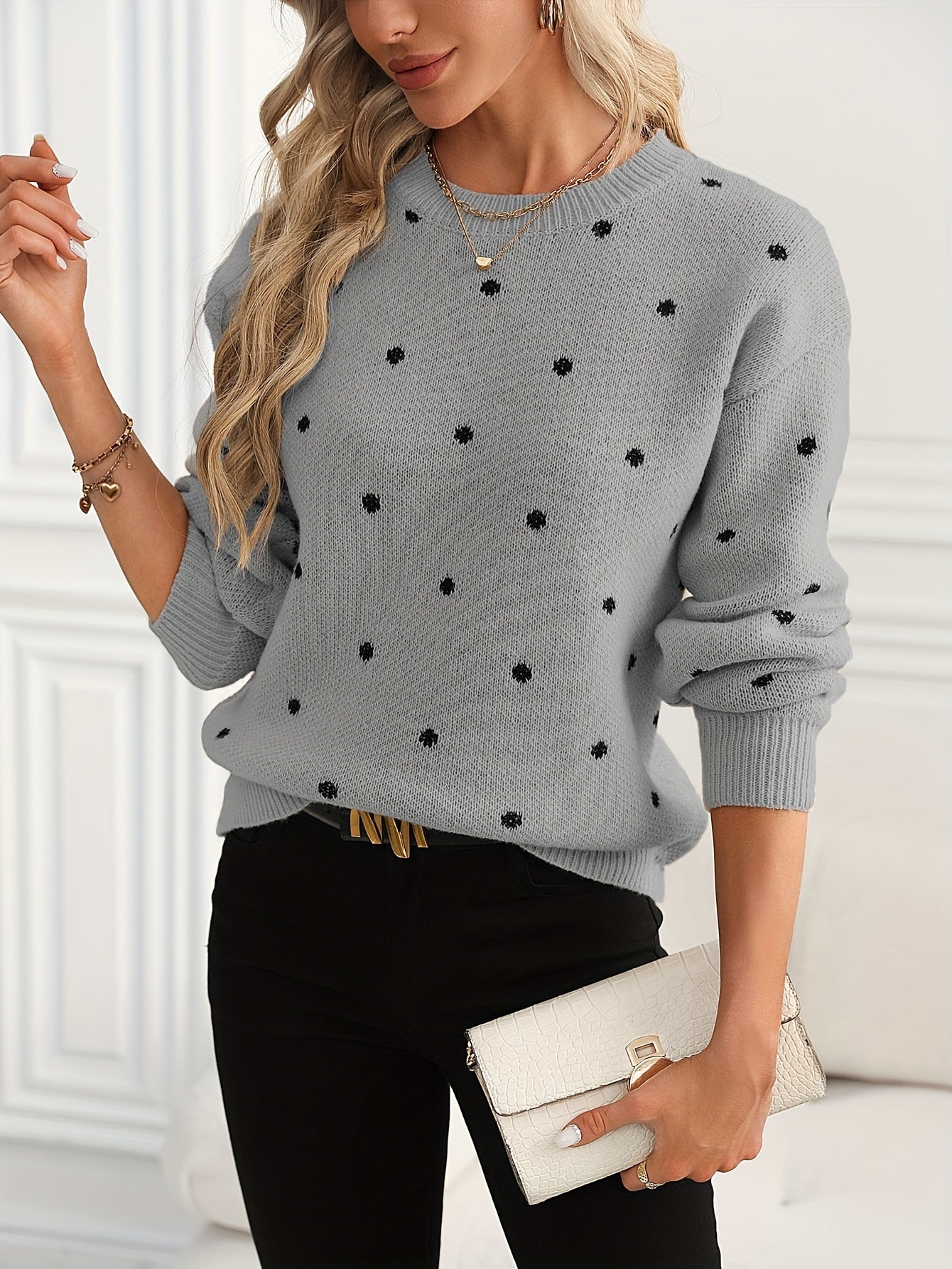 Sophie Red Polka Knit – Ruffled Hem Sweater