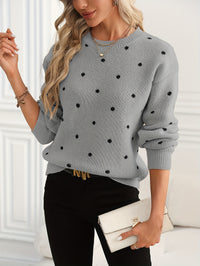 Sophie Red Polka Knit – Ruffled Hem Sweater