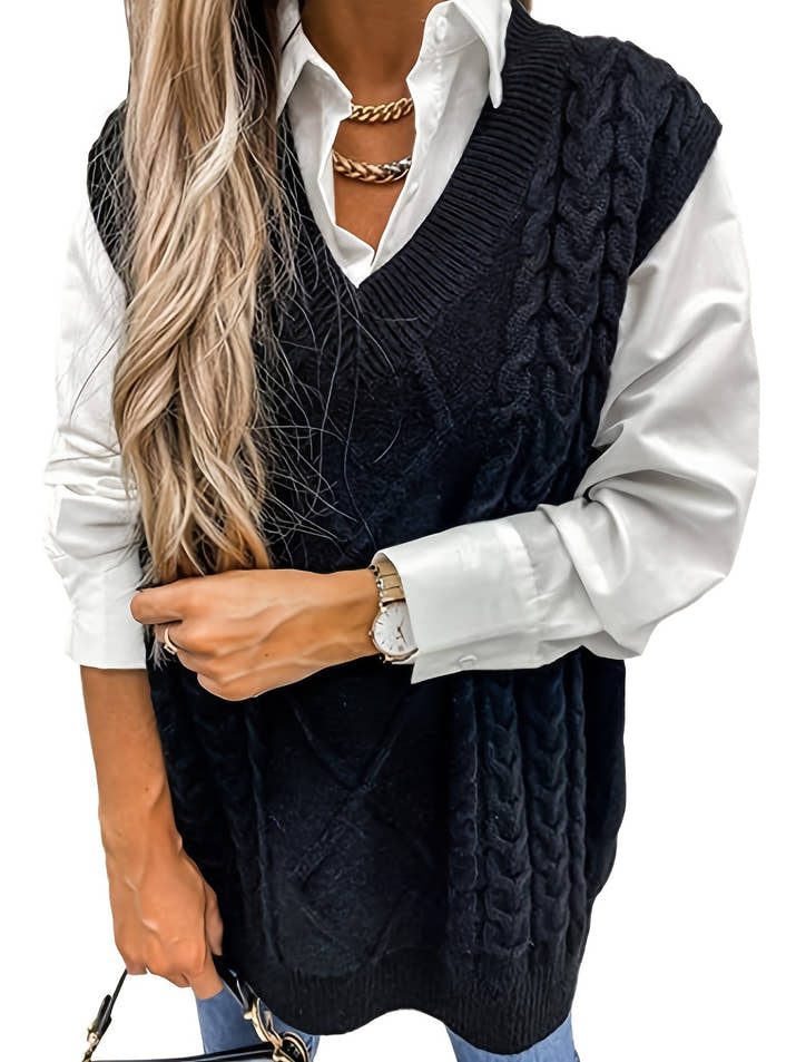 Amélie V-Neck Knit Vest – Timeless Chic Edition