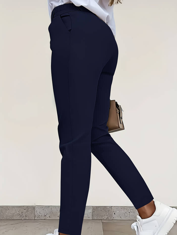Lucia Slim-Fit Trousers – Double Buckle Edition