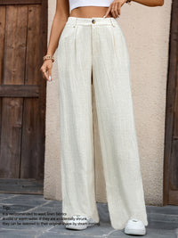 Serena Pleated Wide-Leg Trousers – Olive Elegance