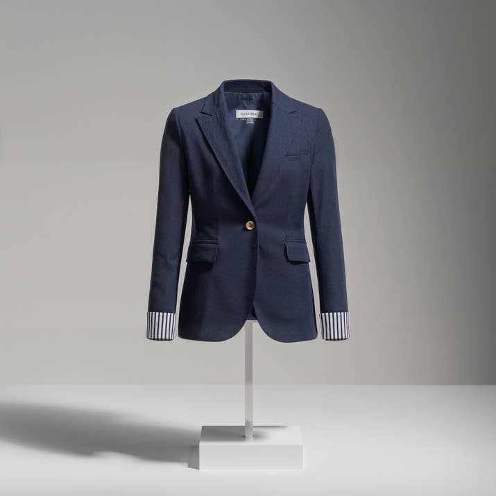 Élise Tailored Blazer – Striped Cuff Edition