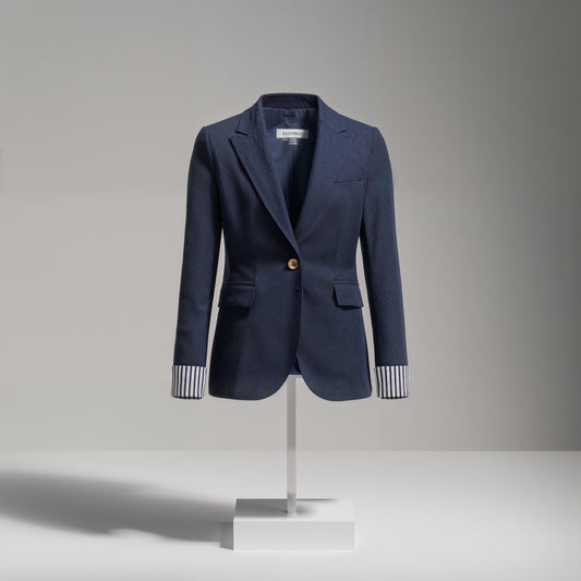 Élise Tailored Blazer – Striped Cuff Edition
