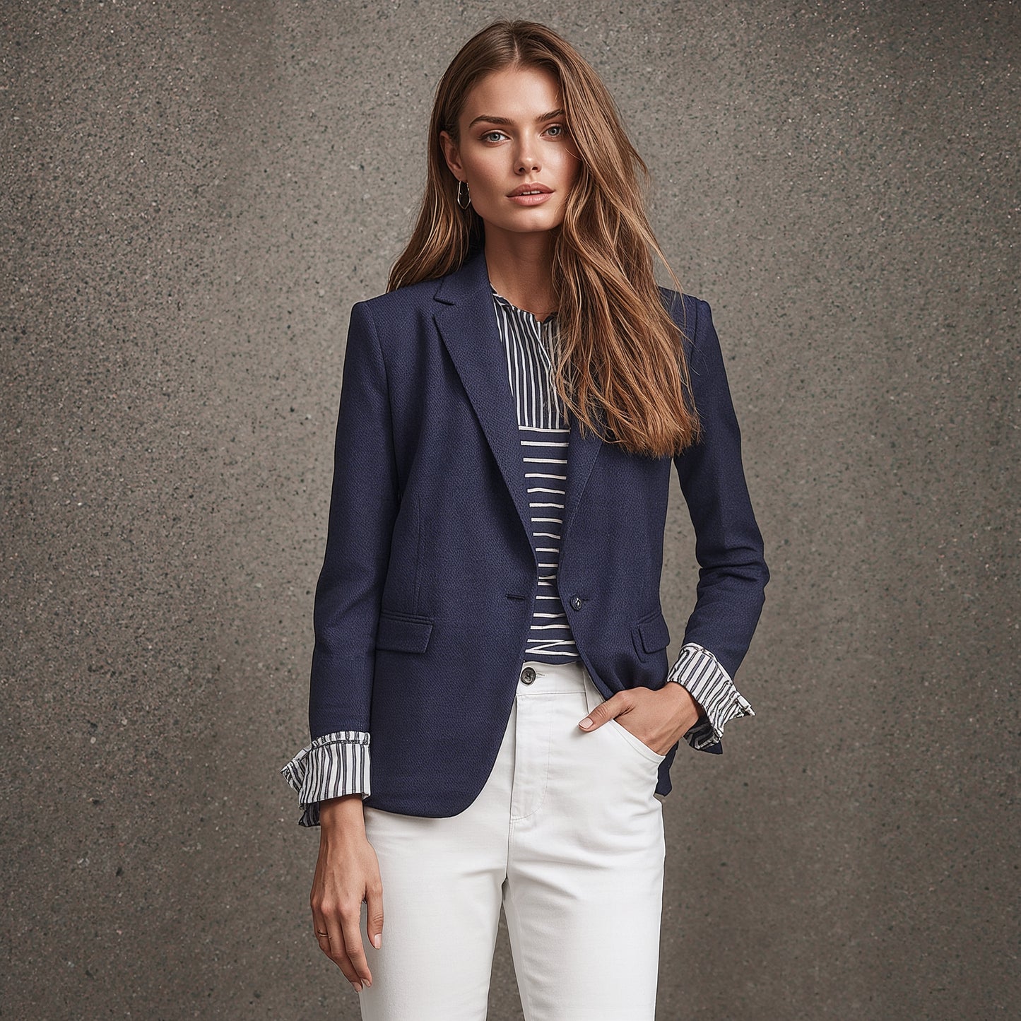 Élise Tailored Blazer – Striped Cuff Edition