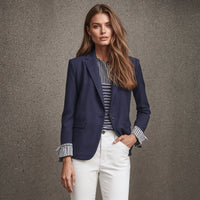 Élise Tailored Blazer – Striped Cuff Edition