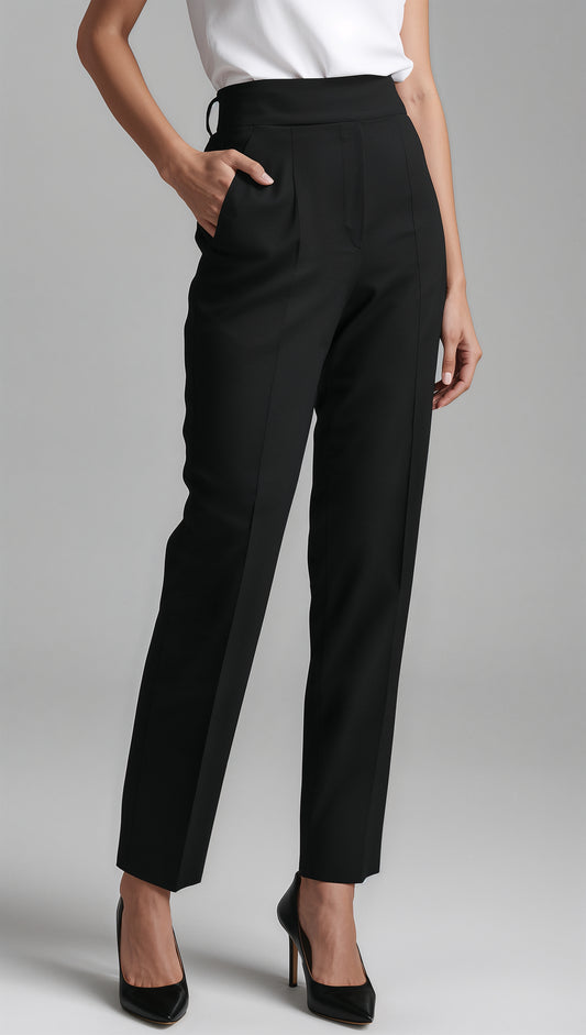 Amara Tapered Trousers – Black Tailored Elegance
