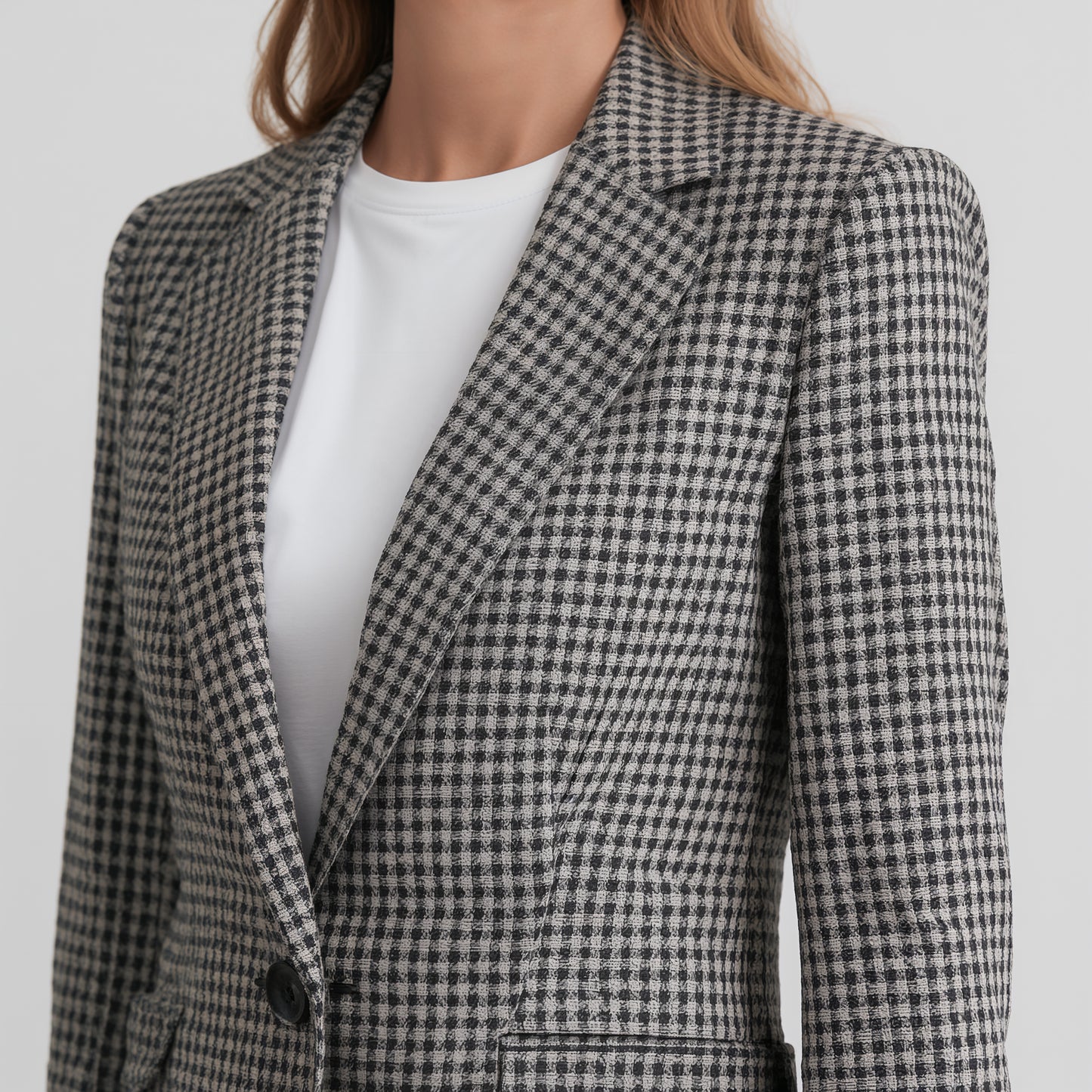 Élodie Houndstooth Blazer – Classic Button Edition