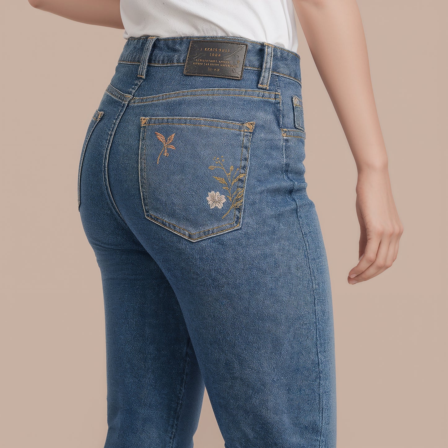 Elena Straight-Leg Denim – Embroidered Blue Edition