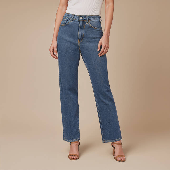 Elena Straight-Leg Denim – Embroidered Blue Edition