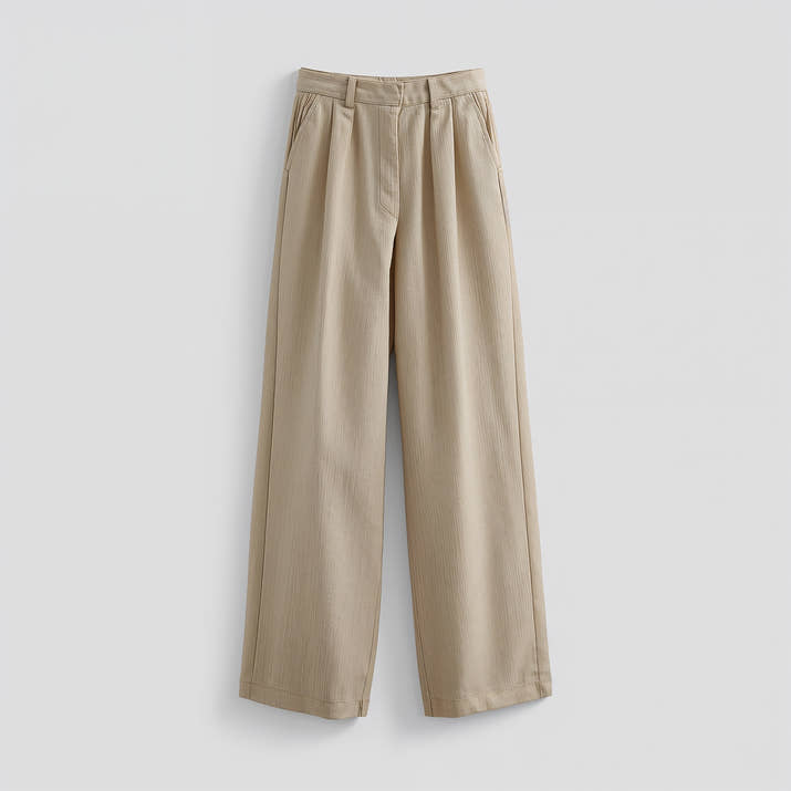 Serena Pleated Wide-Leg Trousers – Olive Elegance
