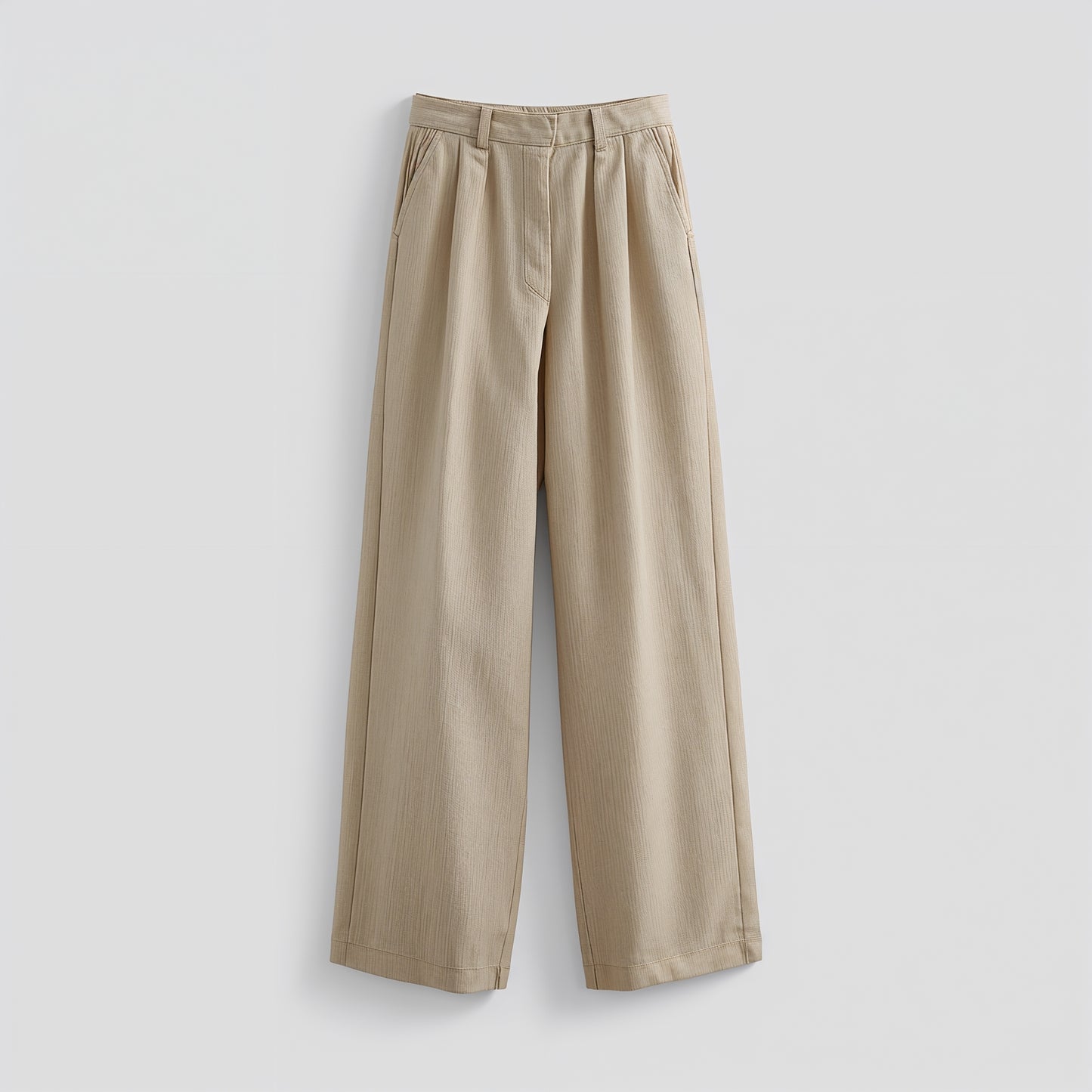 Serena Pleated Wide-Leg Trousers – Olive Elegance