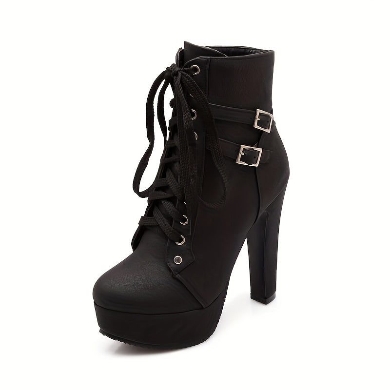 Celia Block Heeled Boots – Effortlessly Lace-Up Style