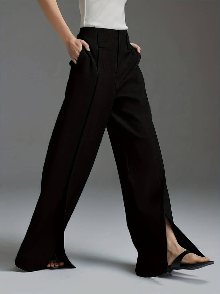 Valentina Wide-Leg Trousers – Split Hem Edition