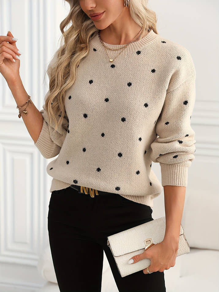 Sophie Red Polka Knit – Ruffled Hem Sweater