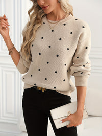 Sophie Red Polka Knit – Ruffled Hem Sweater