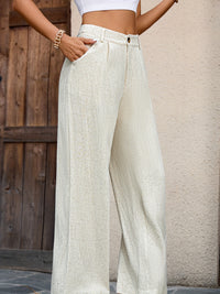 Serena Pleated Wide-Leg Trousers – Olive Elegance