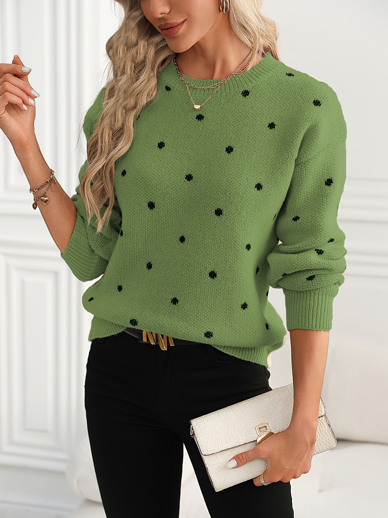 Sophie Red Polka Knit – Ruffled Hem Sweater