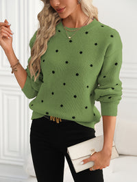 Sophie Red Polka Knit – Ruffled Hem Sweater