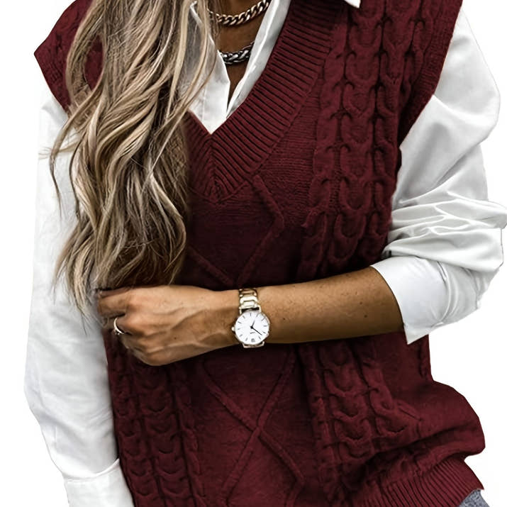 Amélie V-Neck Knit Vest – Timeless Chic Edition