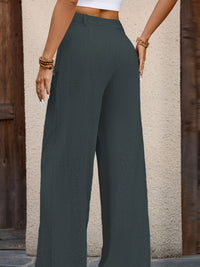 Serena Pleated Wide-Leg Trousers – Olive Elegance