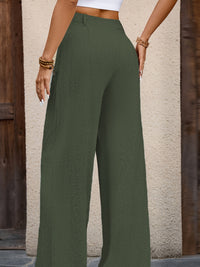 Serena Pleated Wide-Leg Trousers – Olive Elegance