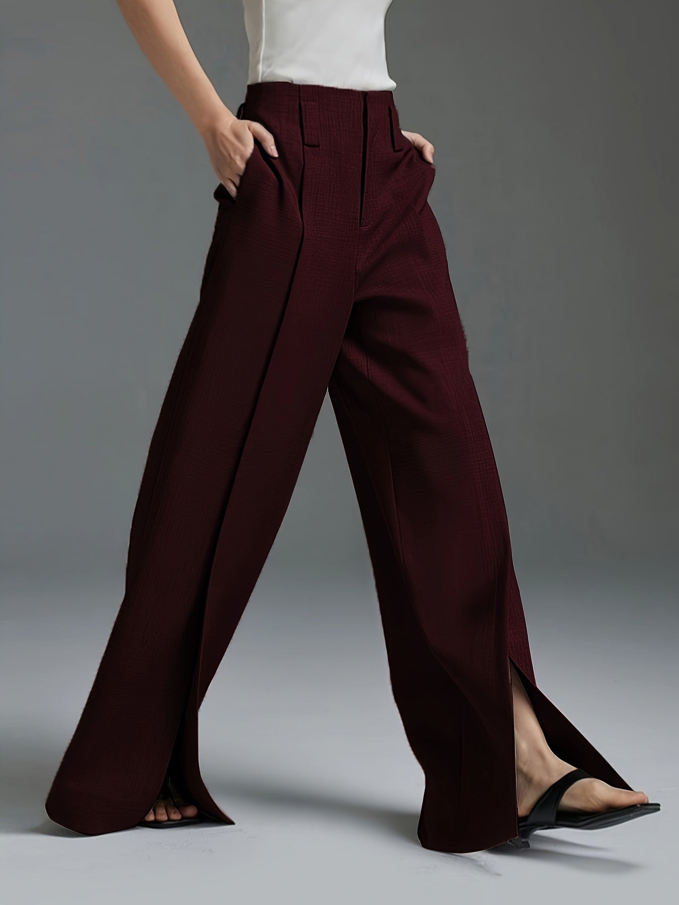 Valentina Wide-Leg Trousers – Split Hem Edition