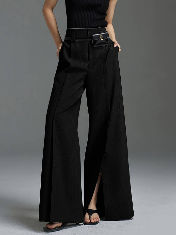 Valentina Wide-Leg Trousers – Split Hem Edition