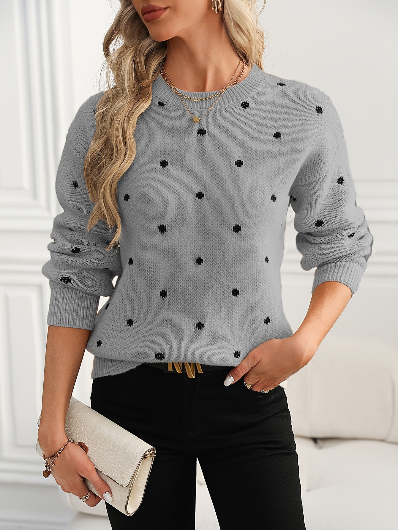 Sophie Red Polka Knit – Ruffled Hem Sweater