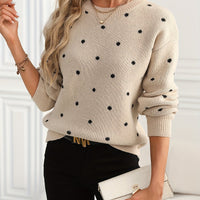 Sophie Red Polka Knit – Ruffled Hem Sweater